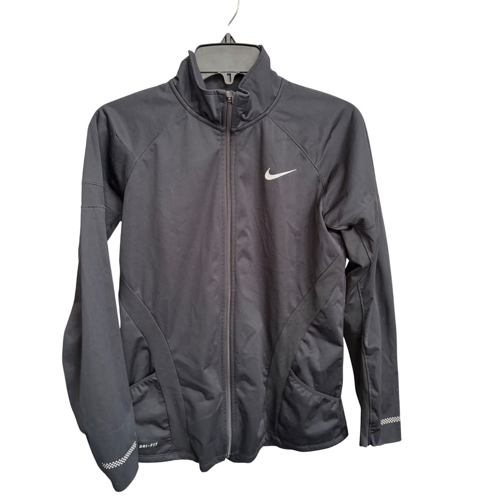 Nike Running Dri-FIT Jacket‎ Black Reflective Thermal Waffle Knit Medium